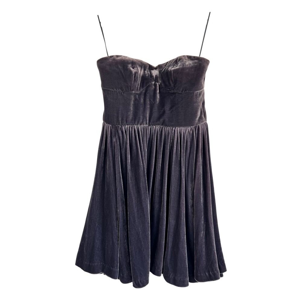 Jay Godfrey Charcoal Grey Velvet Sweetheart Bustier Mini Dress Sz 6 Made in USA